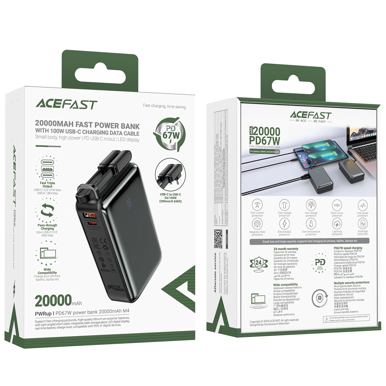 ACEFAST M4 PD 67W 20000mAh Power Bank - High Capacity, Rapid Dual Fast Charge!