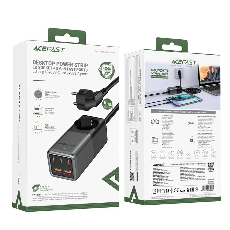 Z2ACEFASTACEFAST Z2/Z3 PD75W Desktop Adapter (EU/US) - Rapid and Efficient ChargingZ2