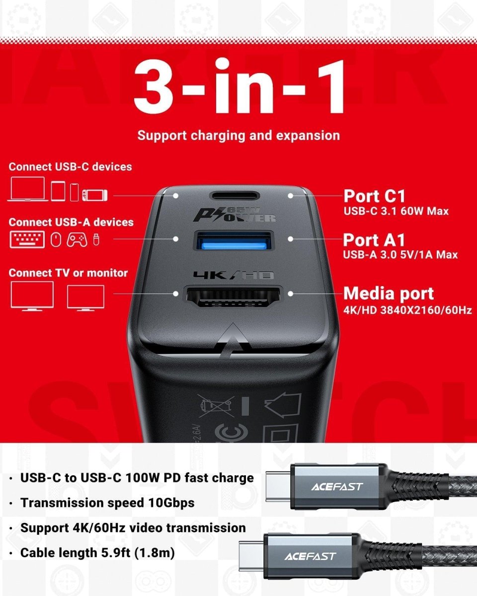PORT Connect Power Supply USB-C (65W) - Chargeur Port Connect sur