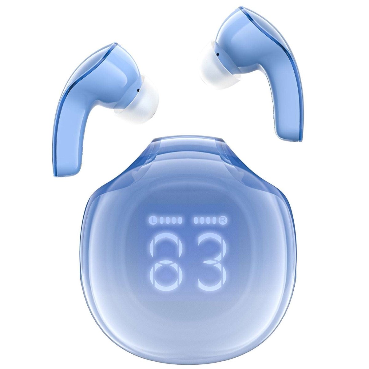ACEFAST Auriculares inalámbricos Bluetooth 5.3, pantalla de alimentación  LED, mini auriculares intrauditivos de cristal con estuche de carga